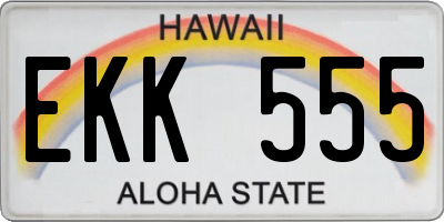 HI license plate EKK555