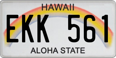 HI license plate EKK561