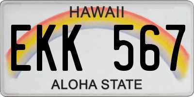 HI license plate EKK567