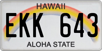 HI license plate EKK643