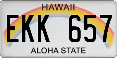 HI license plate EKK657