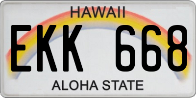HI license plate EKK668