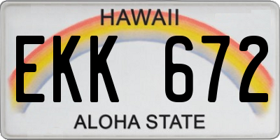 HI license plate EKK672