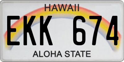HI license plate EKK674