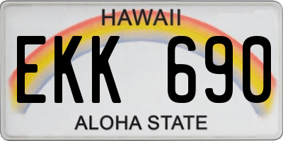 HI license plate EKK690