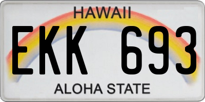HI license plate EKK693