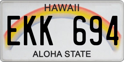 HI license plate EKK694