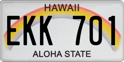 HI license plate EKK701