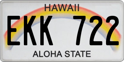 HI license plate EKK722