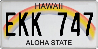 HI license plate EKK747
