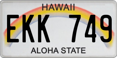HI license plate EKK749
