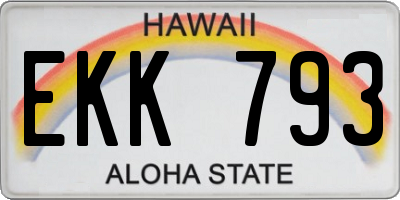 HI license plate EKK793