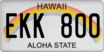 HI license plate EKK800