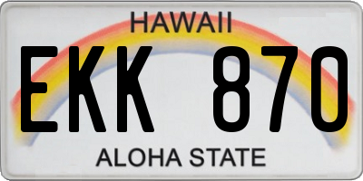 HI license plate EKK870