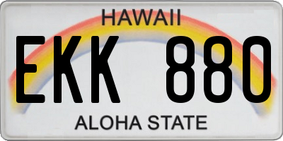 HI license plate EKK880