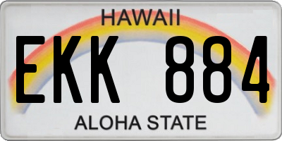 HI license plate EKK884