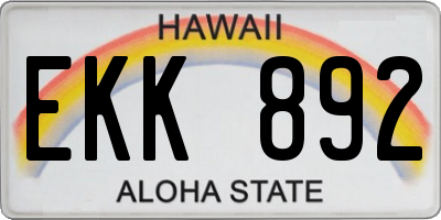 HI license plate EKK892