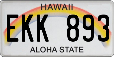 HI license plate EKK893