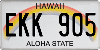 HI license plate EKK905