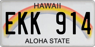 HI license plate EKK914