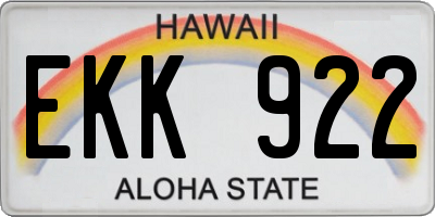 HI license plate EKK922