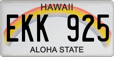HI license plate EKK925