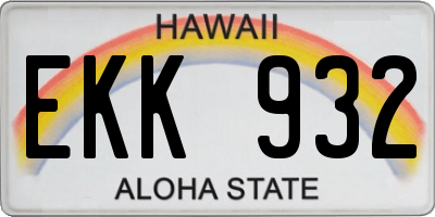HI license plate EKK932