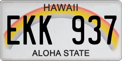 HI license plate EKK937