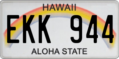HI license plate EKK944