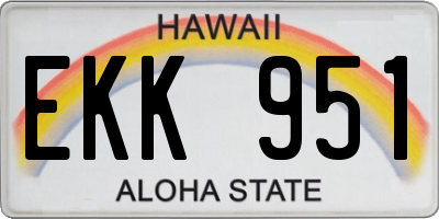 HI license plate EKK951