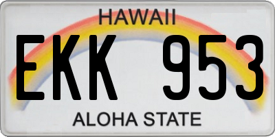 HI license plate EKK953