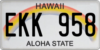 HI license plate EKK958