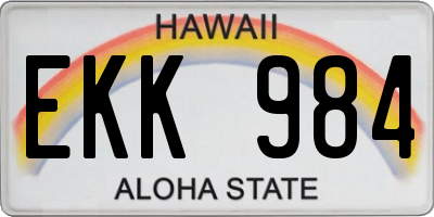 HI license plate EKK984