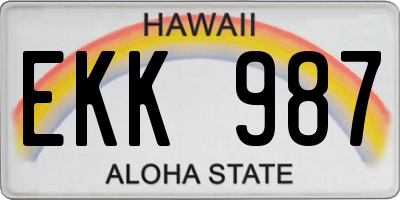 HI license plate EKK987