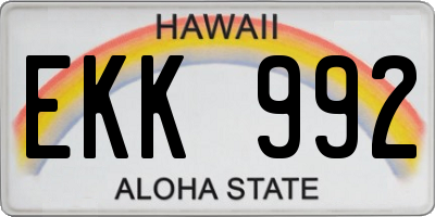HI license plate EKK992