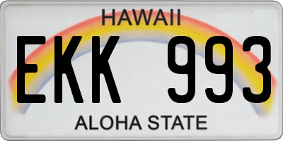 HI license plate EKK993