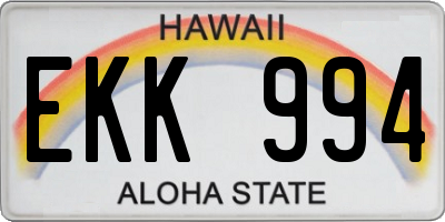 HI license plate EKK994