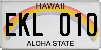 HI license plate EKL010