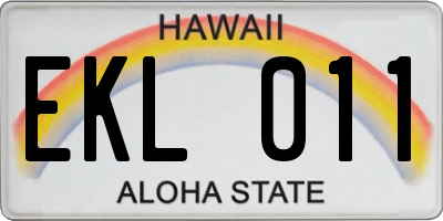 HI license plate EKL011