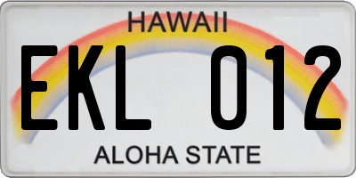 HI license plate EKL012