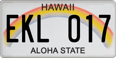HI license plate EKL017