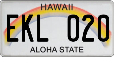 HI license plate EKL020