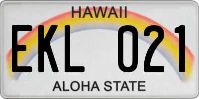 HI license plate EKL021