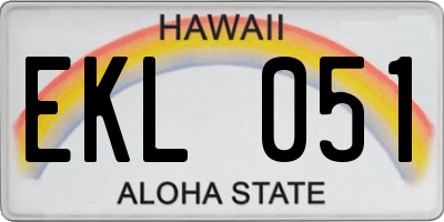 HI license plate EKL051