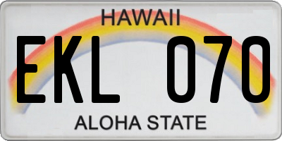HI license plate EKL070