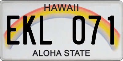 HI license plate EKL071