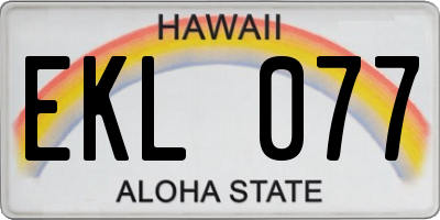 HI license plate EKL077