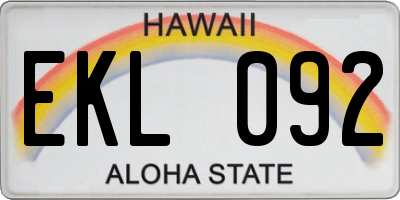 HI license plate EKL092