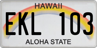 HI license plate EKL103