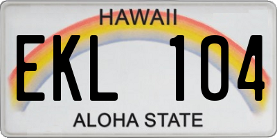 HI license plate EKL104